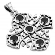 Jerusalem Cross Black Onyx Silver Pendant, p266